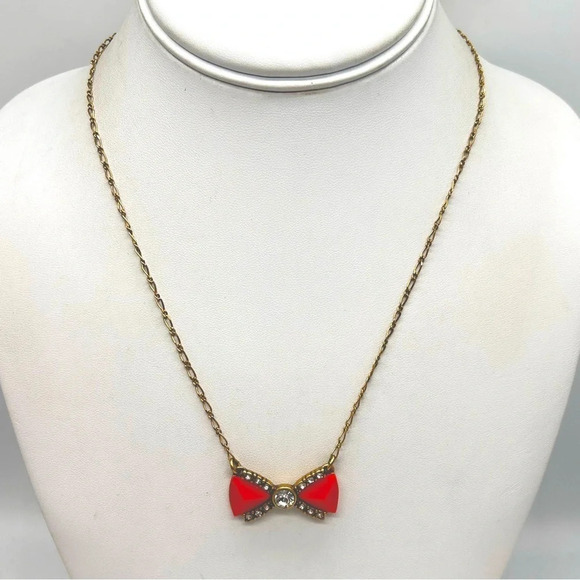 J. Crew Red/Orange Bow Necklace - Picture 2 of 2